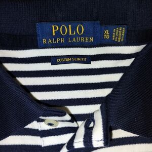 RALPH LAUREN POLO X-LARGE BLUE AND WHITE STRIPE POLO